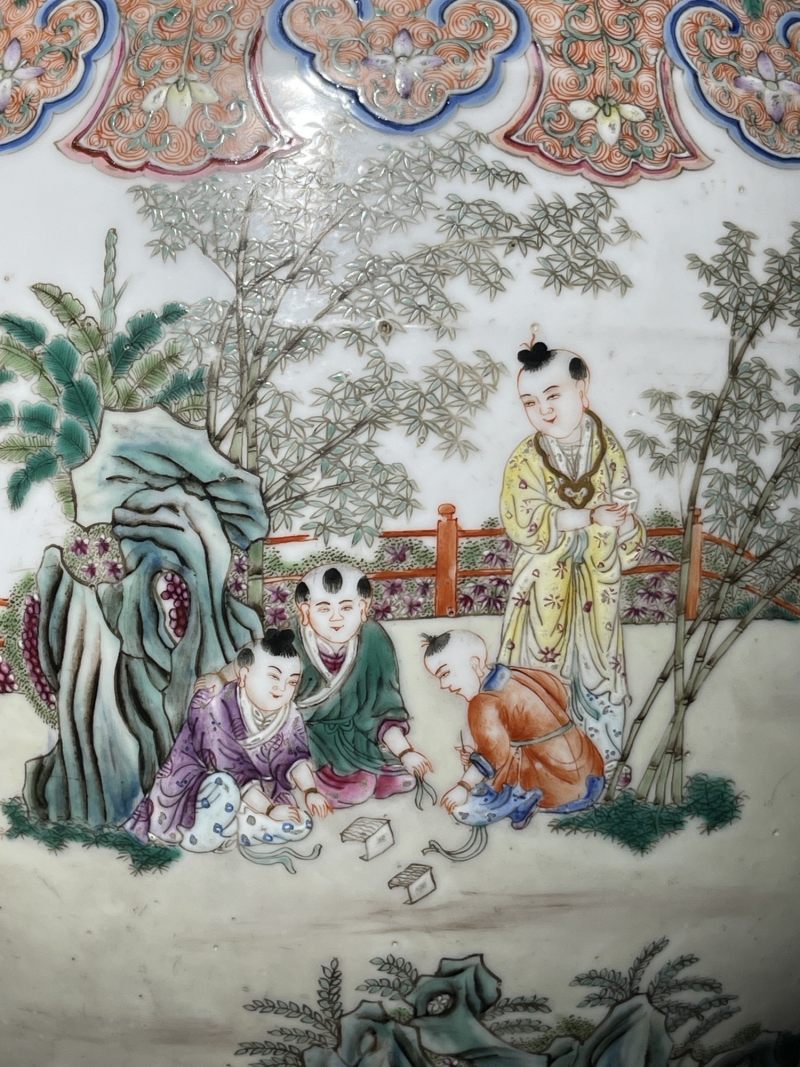 民国 粉彩婴戏纹卷缸 - 图9