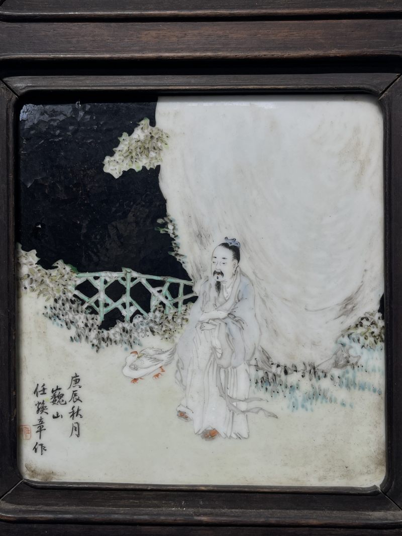 清晚期 任焕章浅绛彩人物纹屏风 - 图19