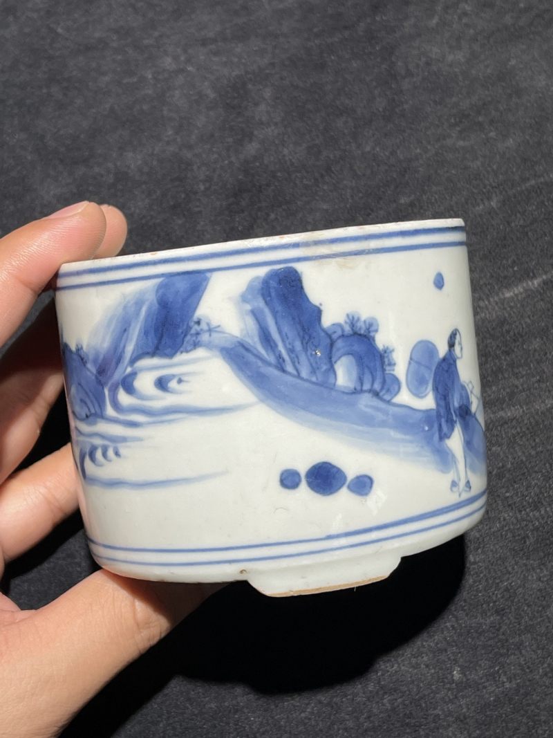 明崇祯 青花陆羽烹茶纹琴炉 - 图4