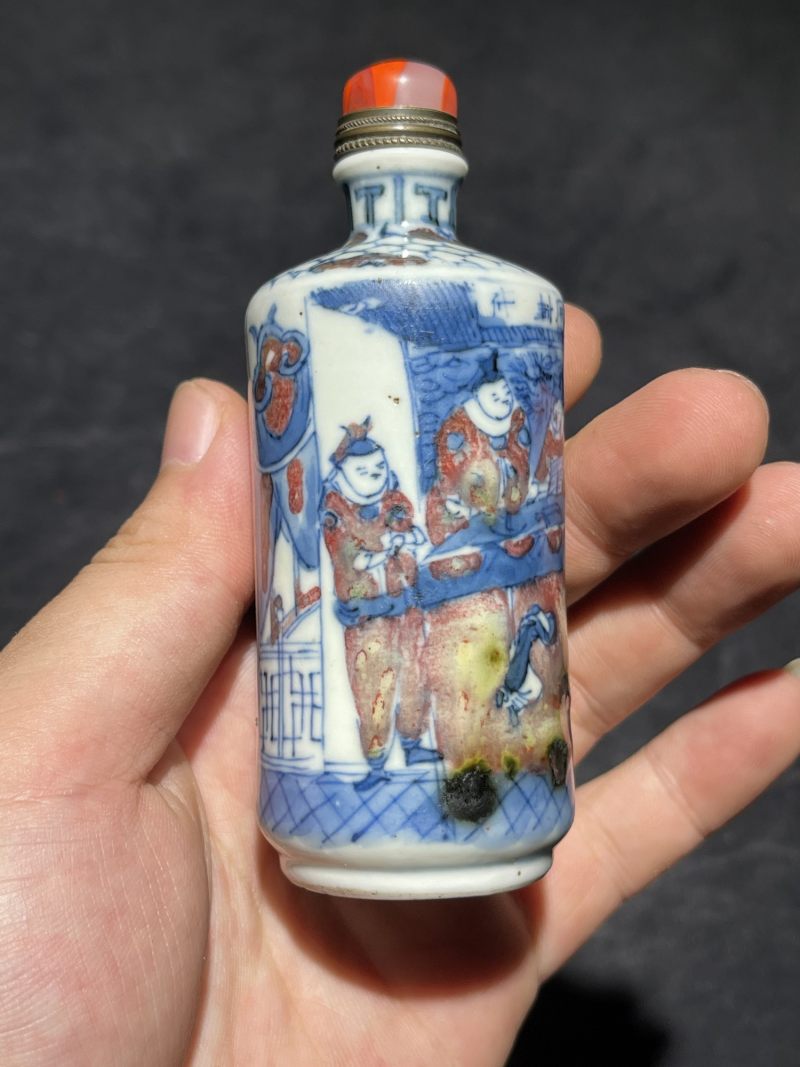 清中期 青花釉里红鼻烟壶二只 - 图5