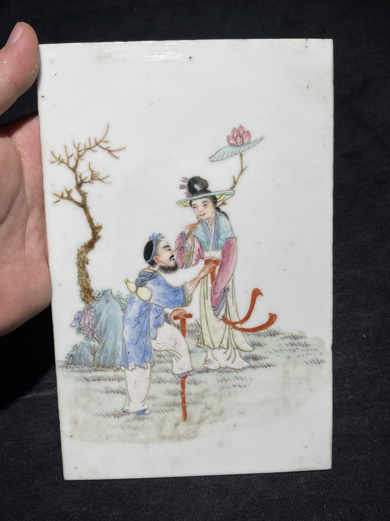 民国 粉彩八仙人物纹瓷板一组四件 - 图15