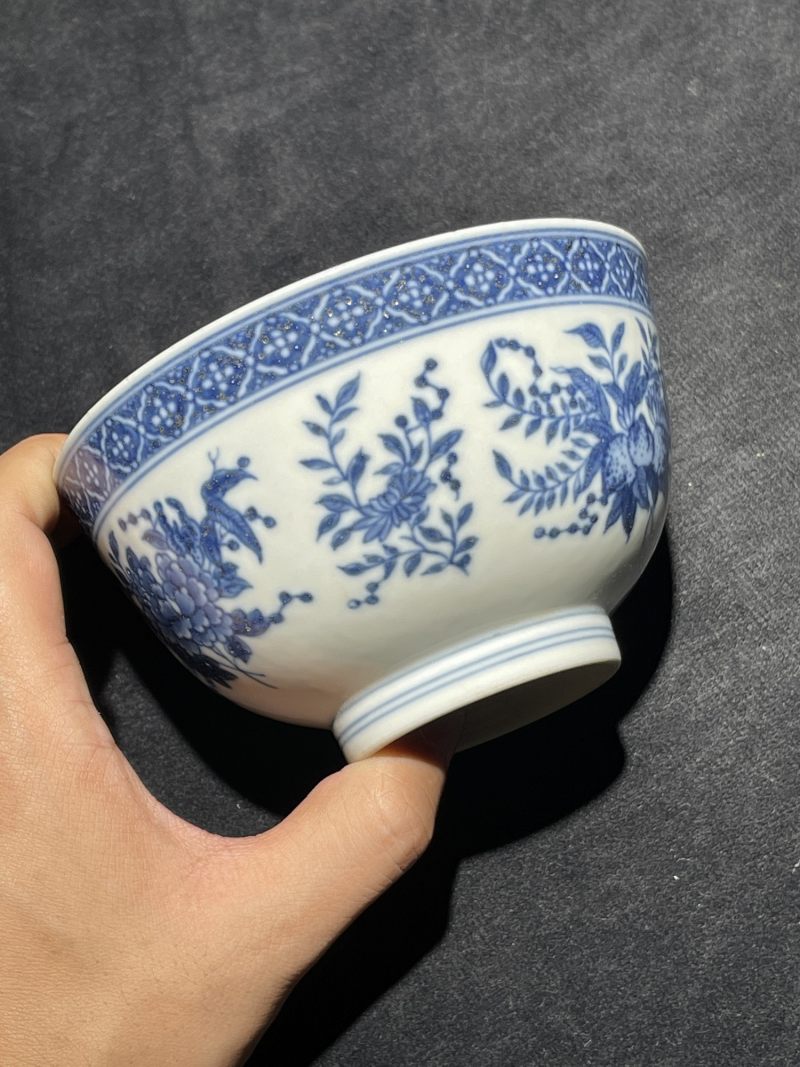 清光绪 青花花卉纹碗 - 图5