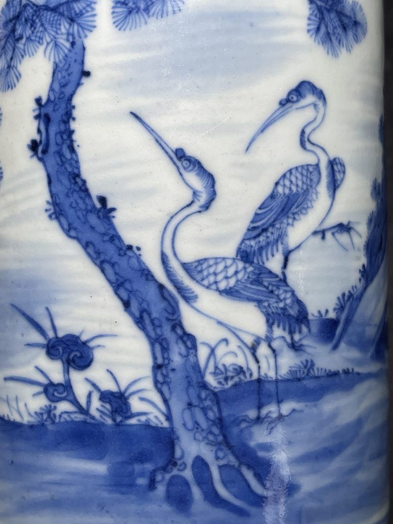 清中期 青花松鹤图经筒 - 图6