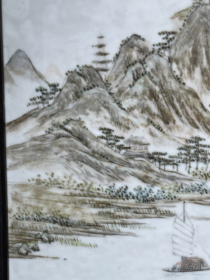 民国 浅绛彩山水纹瓷板 - 图6