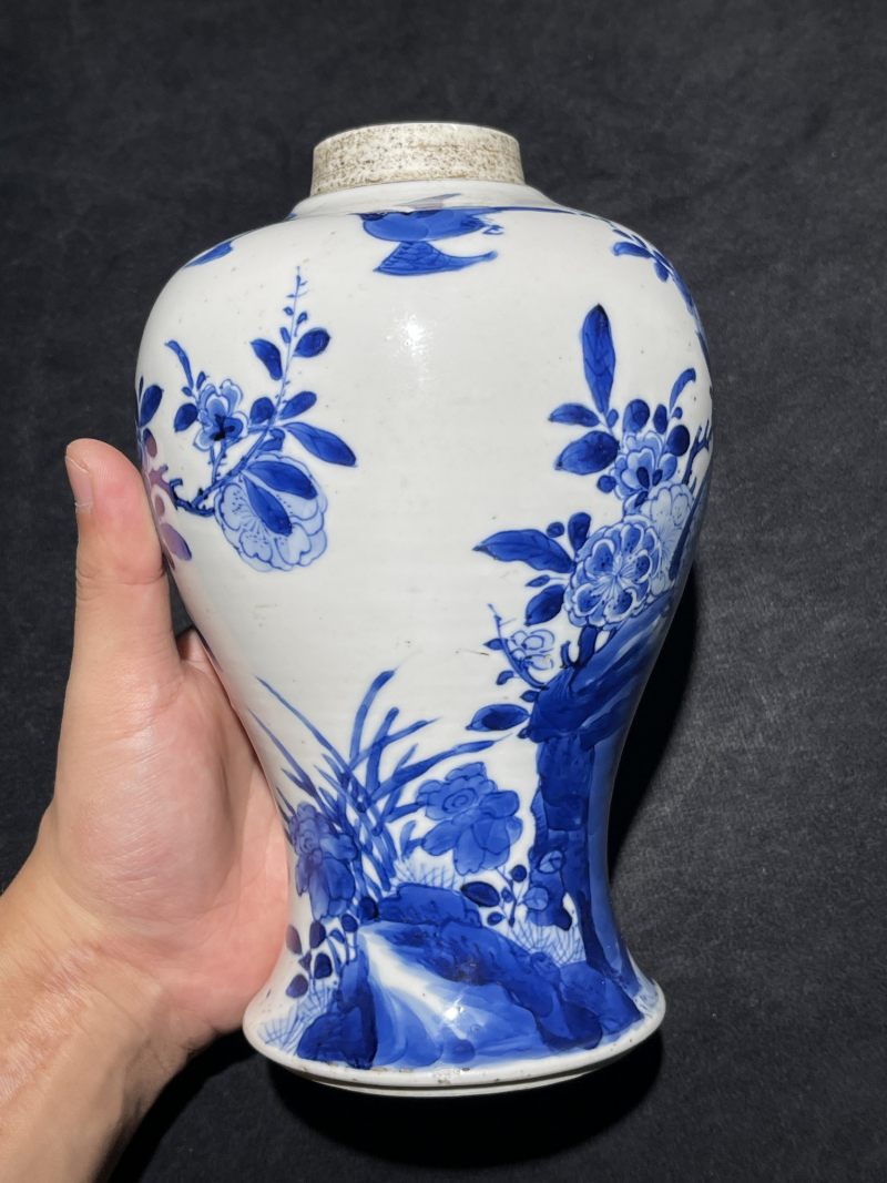 清康熙 青花花鸟纹梅瓶 - 图6