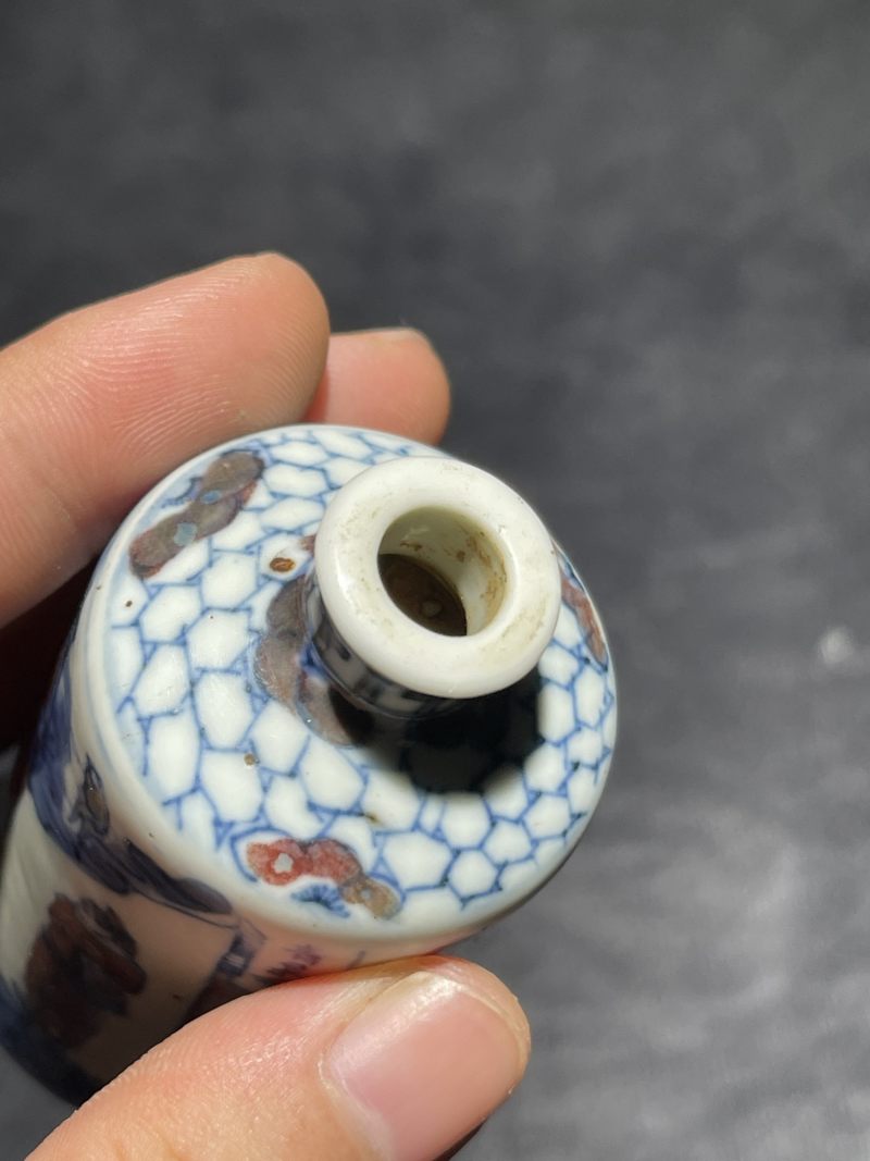 清中期 青花釉里红鼻烟壶二只 - 图6