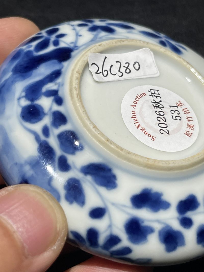 清康熙 青花洞石花卉纹印盒 - 图10