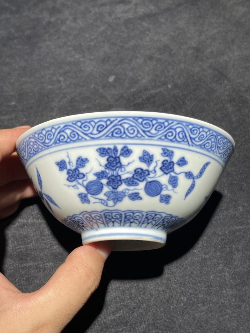 清光绪 青花三多纹茶园 - 图4