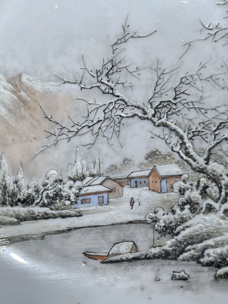 解放后 粉彩雪景盘一对 - 图11