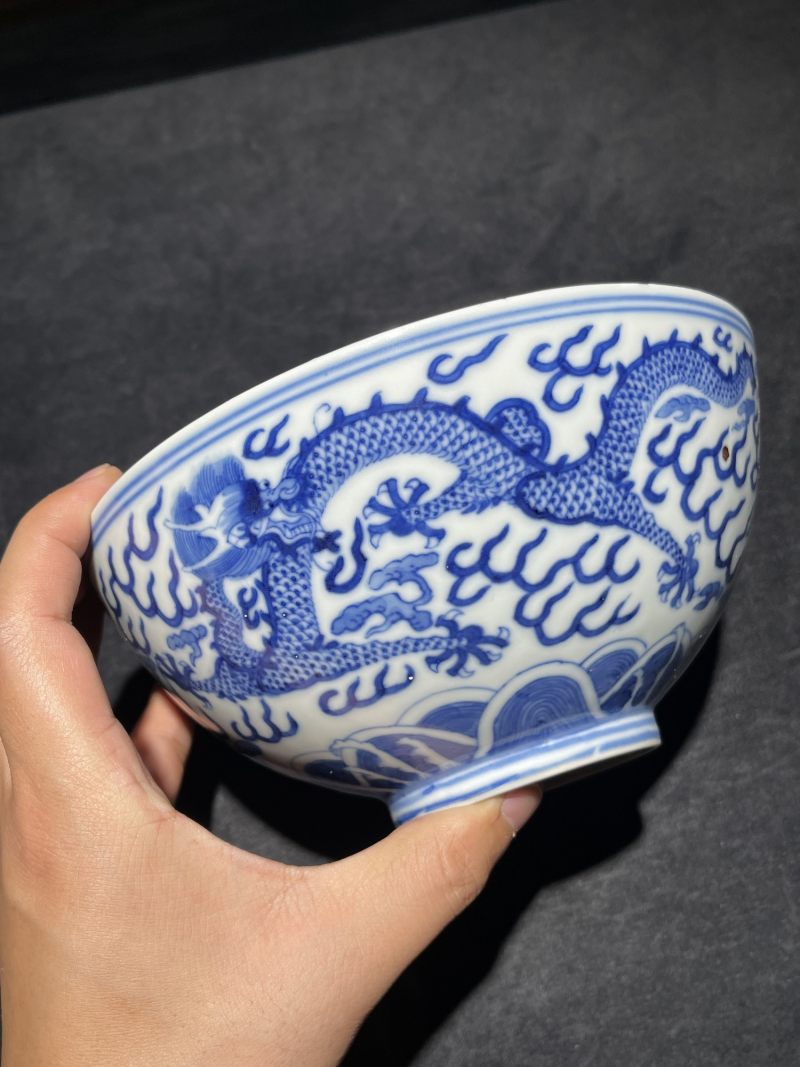 清光绪 青花龙纹大碗 - 图2