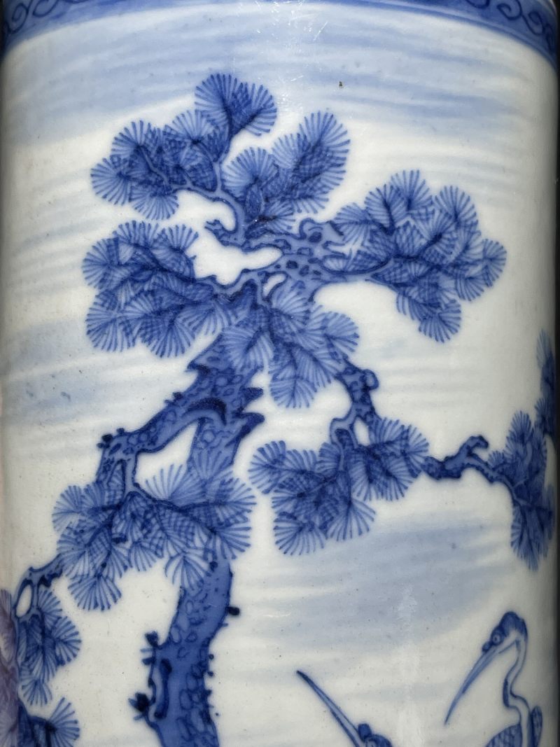 清中期 青花松鹤图经筒 - 图7