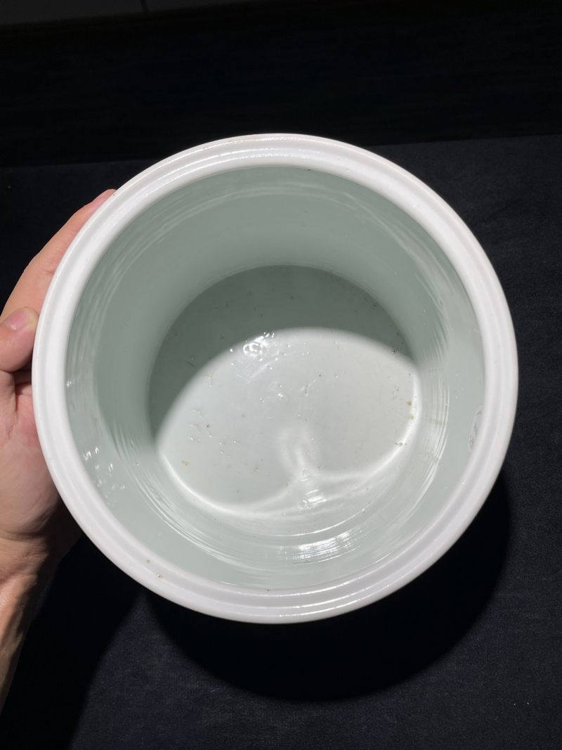 清康熙 青花山水人物纹笔筒 - 图7