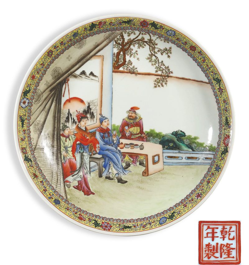民国 粉彩人物纹大盘