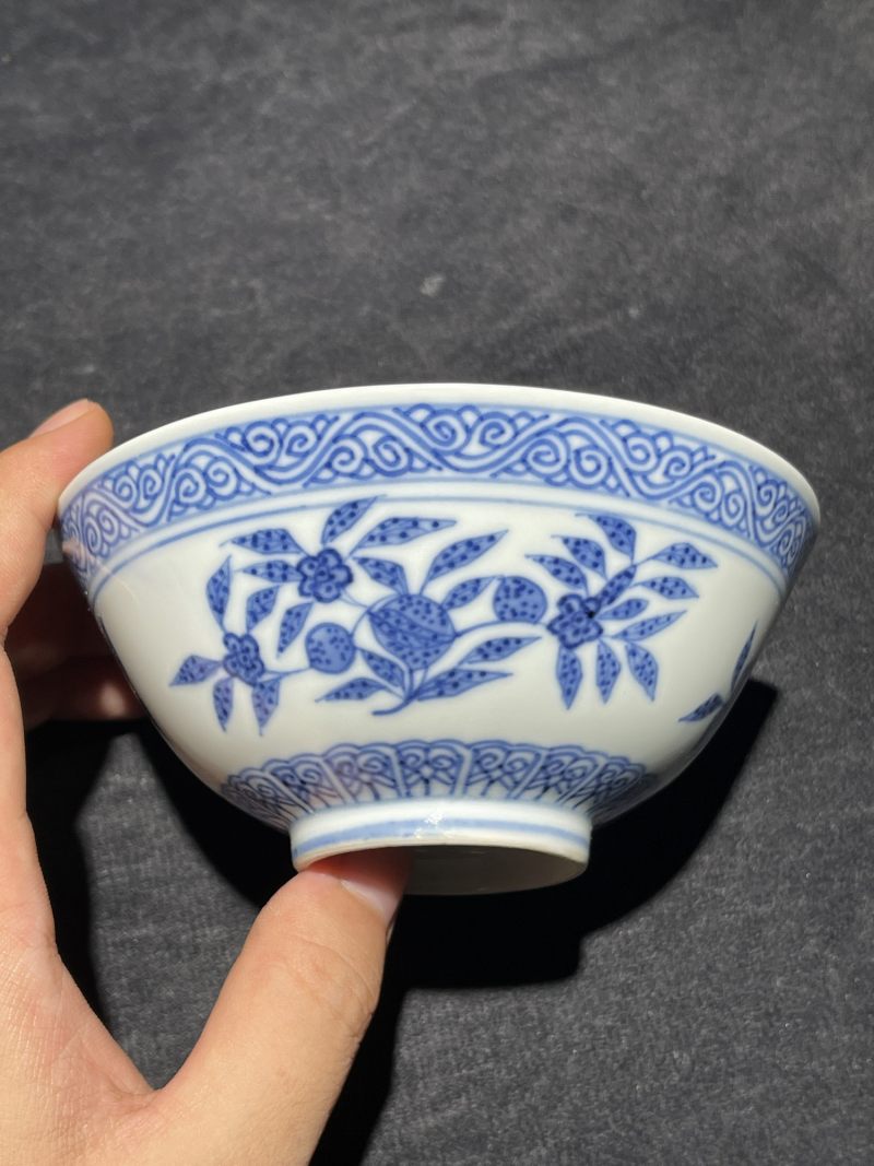 清光绪 青花三多纹茶园 - 图5