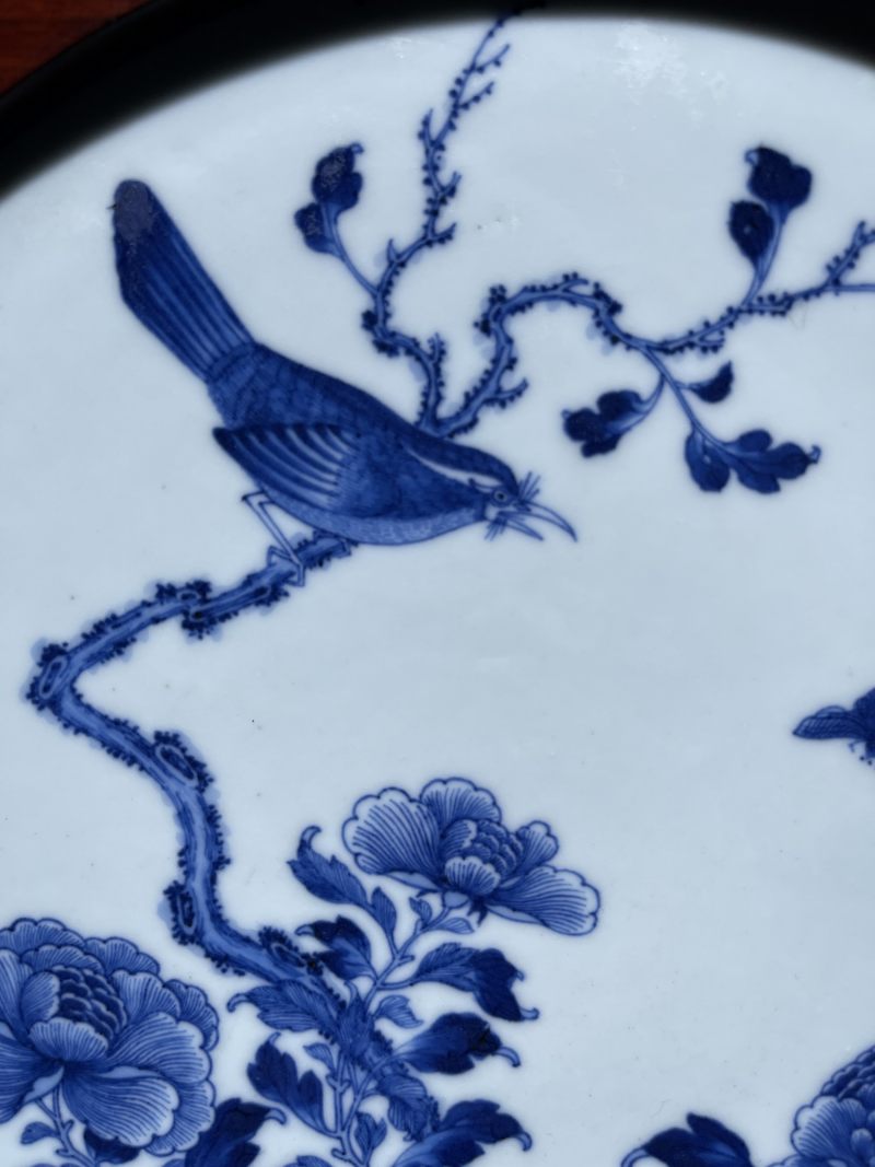 清乾隆 青花花鸟纹插屏 - 图6