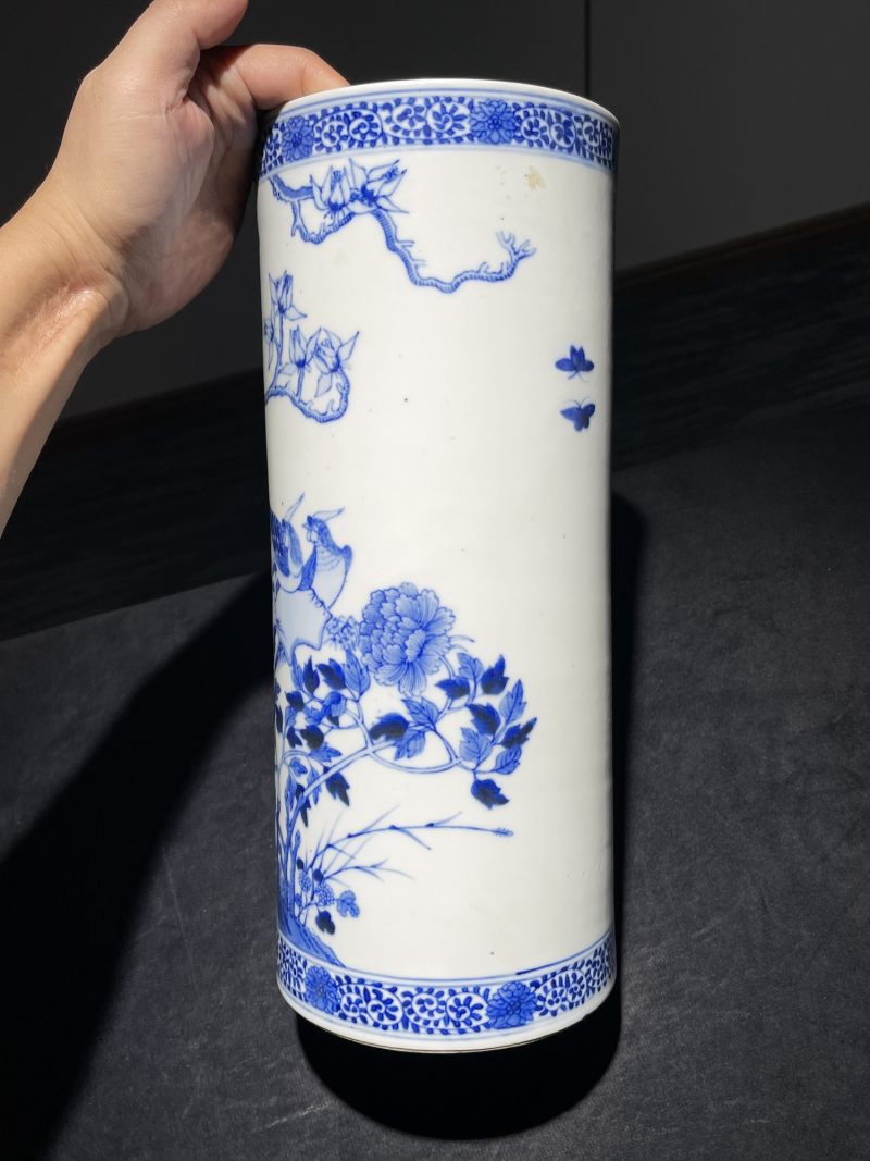 清晚期 青花花鸟纹帽筒 - 图3