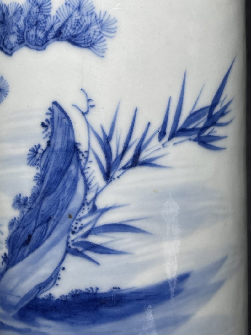 清中期 青花松鹤图经筒 - 图8
