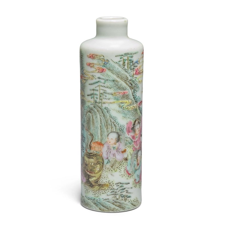 清道光 粉彩五毒紋鼻烟壺 | A FAMILLE ROSE CYLINDRICAL 'FIVE POISONS' SNUFF BOTTLE - 图4
