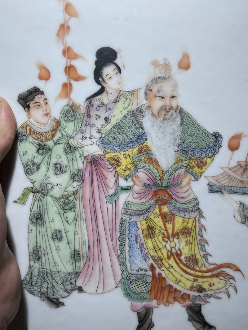 民国 粉彩人物纹瓷板 - 图4