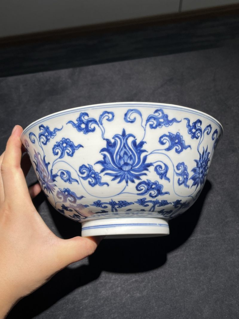 清康熙 仿宣窑青花花卉纹大碗 - 图2