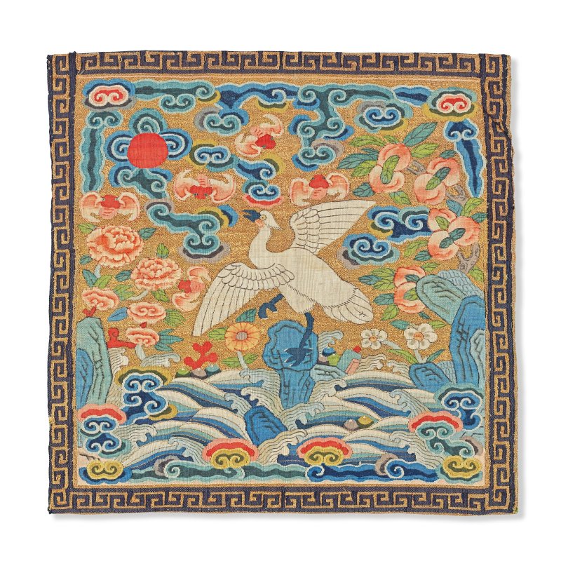 十九世紀中期 緙絲金地鷺鷥補子 | A FINE KESI GOLD-GROUND CIVIL OFFICIAL'S RANK BADGE, BUZI