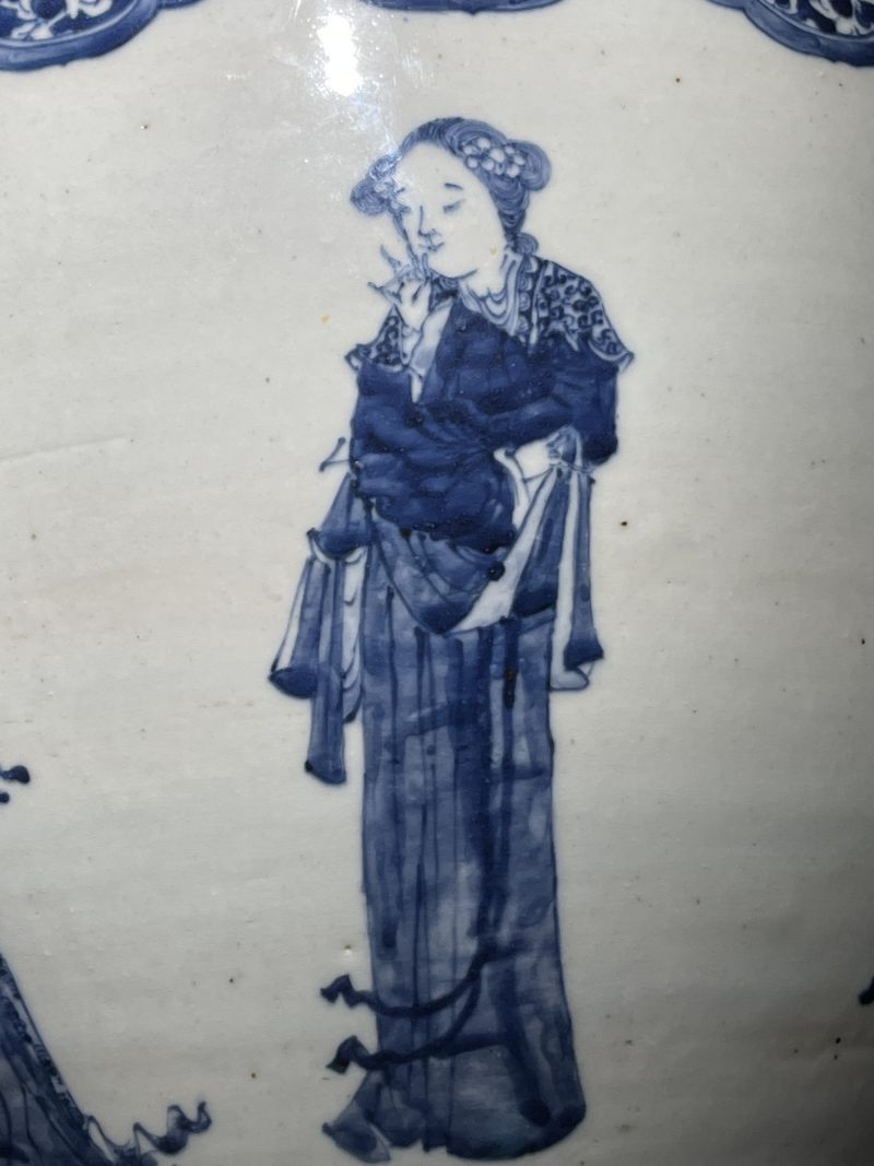 清晚期 青花仕女纹卷缸 - 图6