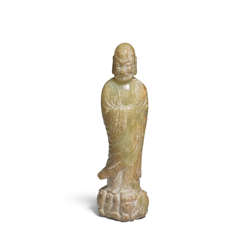 清 黃玉羅漢 | A YELLOW JADE FIGURE OF LUOHAN