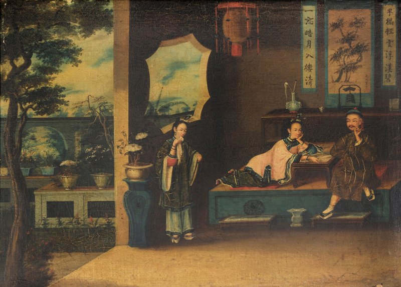 煜呱（傳） 仕女圖兩幅 布面油畫 裝框 | ATTRIBUTED TO YOUQUA (ACTIVE 1840-1870) - 图2