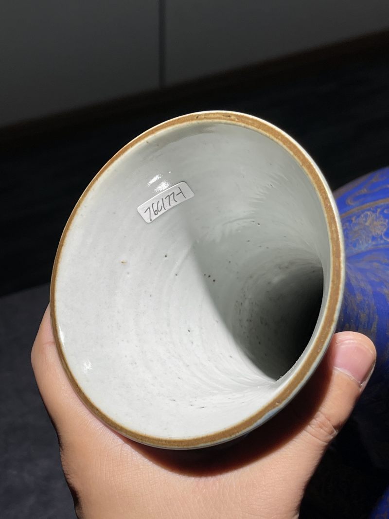 清光绪 祭蓝描金龙纹赏瓶一对 - 图30