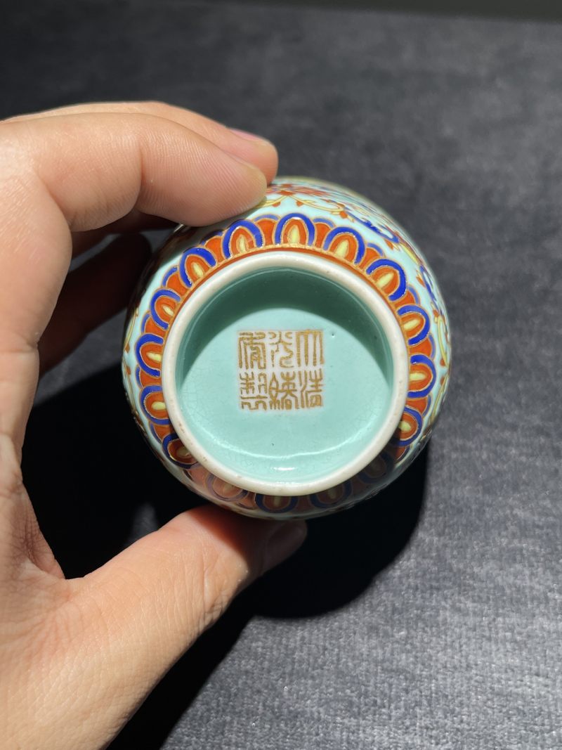清光绪 仿景泰蓝福寿万代纹杯 - 图8