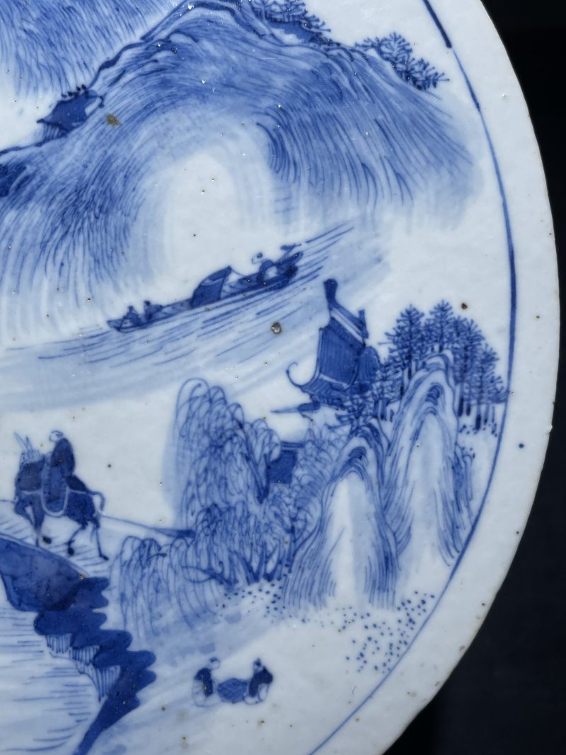 清代 青花、粉彩瓷板一组两件 - 图5