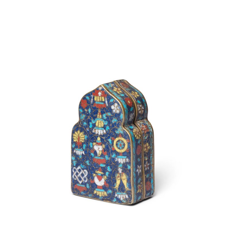 明 銅胎掐絲琺琅噶烏盒 | A RARE CLOISONNÉ ENAMEL 'BAJIXIANG' SHRINE BOX AND COVER, GAU - 图3