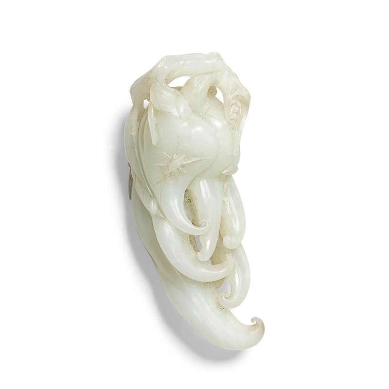 十九世紀 白玉雕佛手 | A WHITE JADE 'FINGER CITRON' CARVING