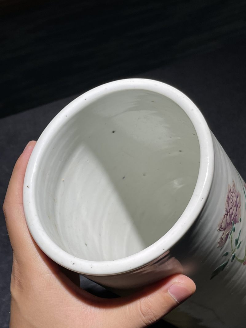 民国 粉彩花卉纹帽筒一对 - 图9