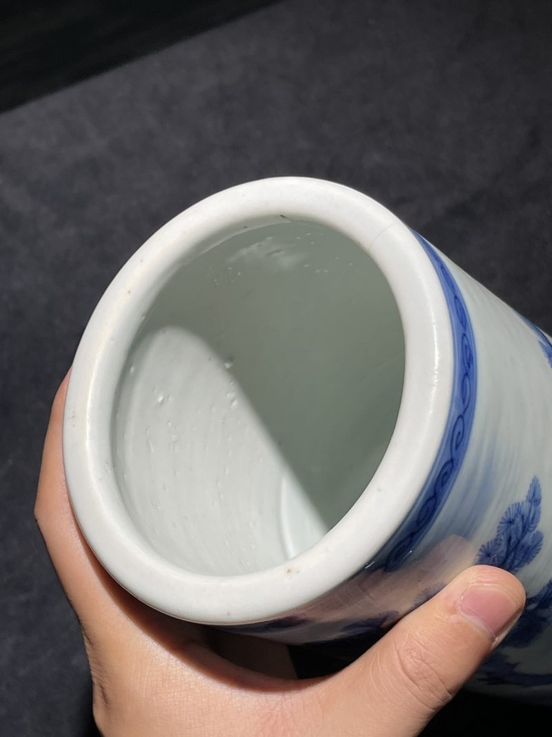 清中期 青花松鹤图经筒 - 图9