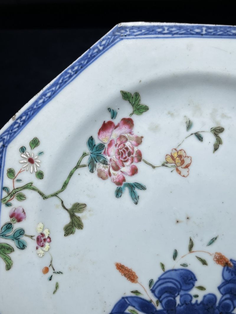 清雍正 青花粉彩虾蟹图八方盘 - 图6