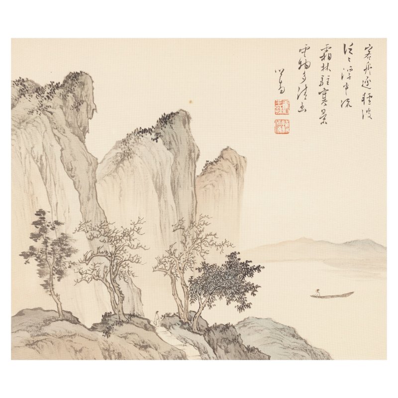 溥儒（1896-1963） 山水 設色紙本 鏡框 | PU RU (1896-1963) - 图4