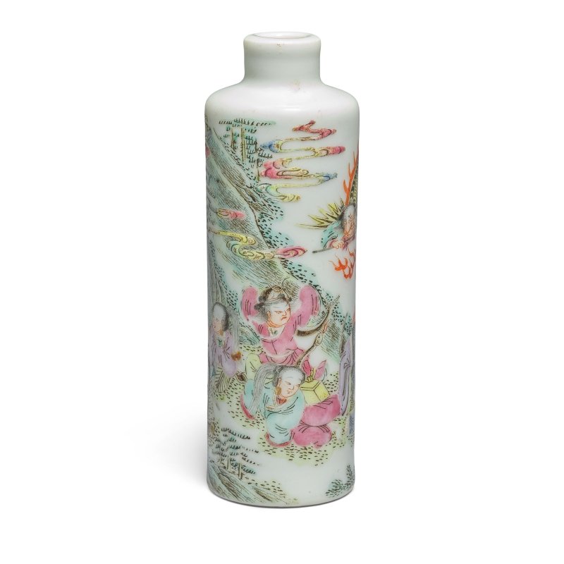清道光 粉彩五毒紋鼻烟壺 | A FAMILLE ROSE CYLINDRICAL 'FIVE POISONS' SNUFF BOTTLE - 图5