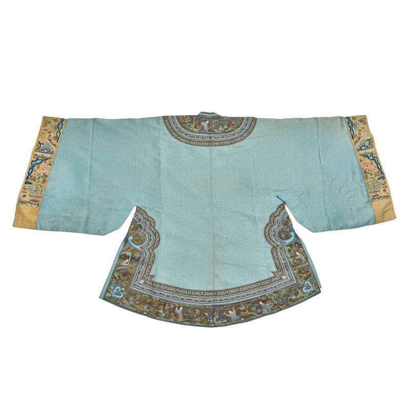 十九世紀 綠松石地馬褂 | A TURQUISE-GROUND DAMASK INFORMAL OVERCOAT, MAGUA - 图2