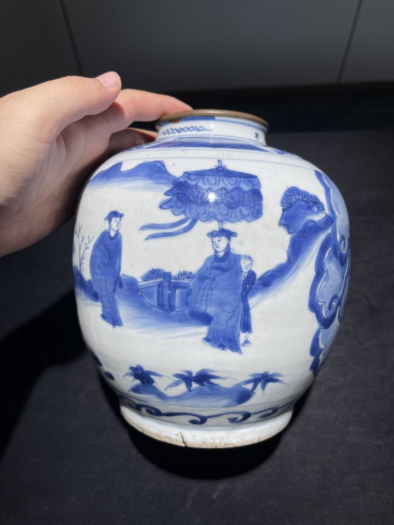 明晚期 青花人物纹罐 - 图4