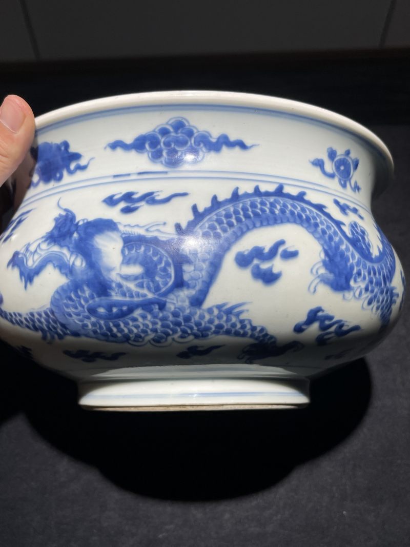 清康熙 青花龙纹香炉 - 图4