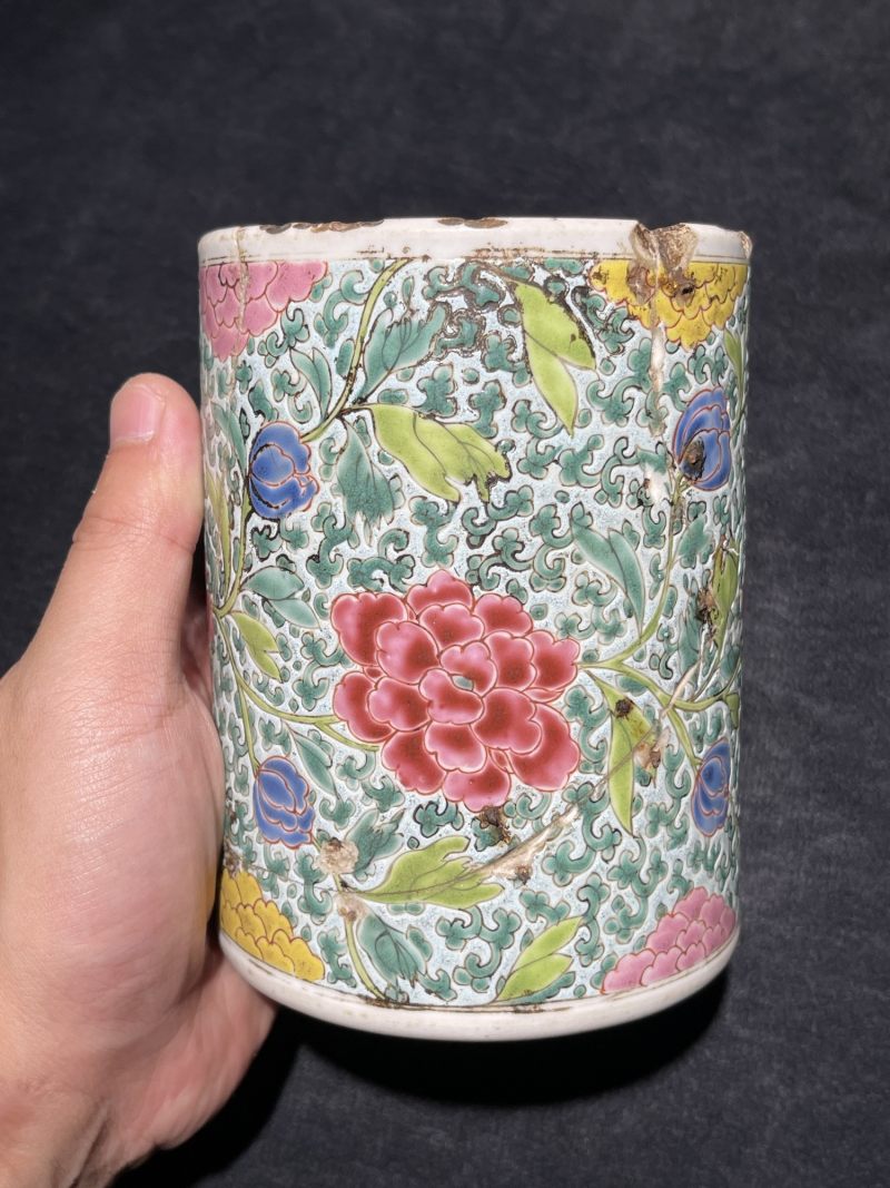清代 粉彩、青花笔筒一组4件 - 图16