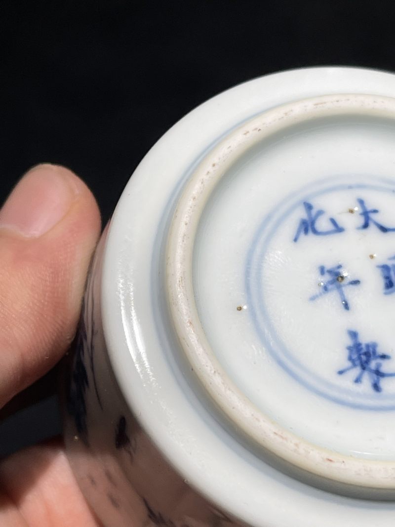 清康熙 青花虫草纹小琴炉 - 图8