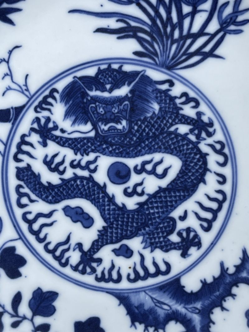 清光绪 青花龙纹盘 - 图3