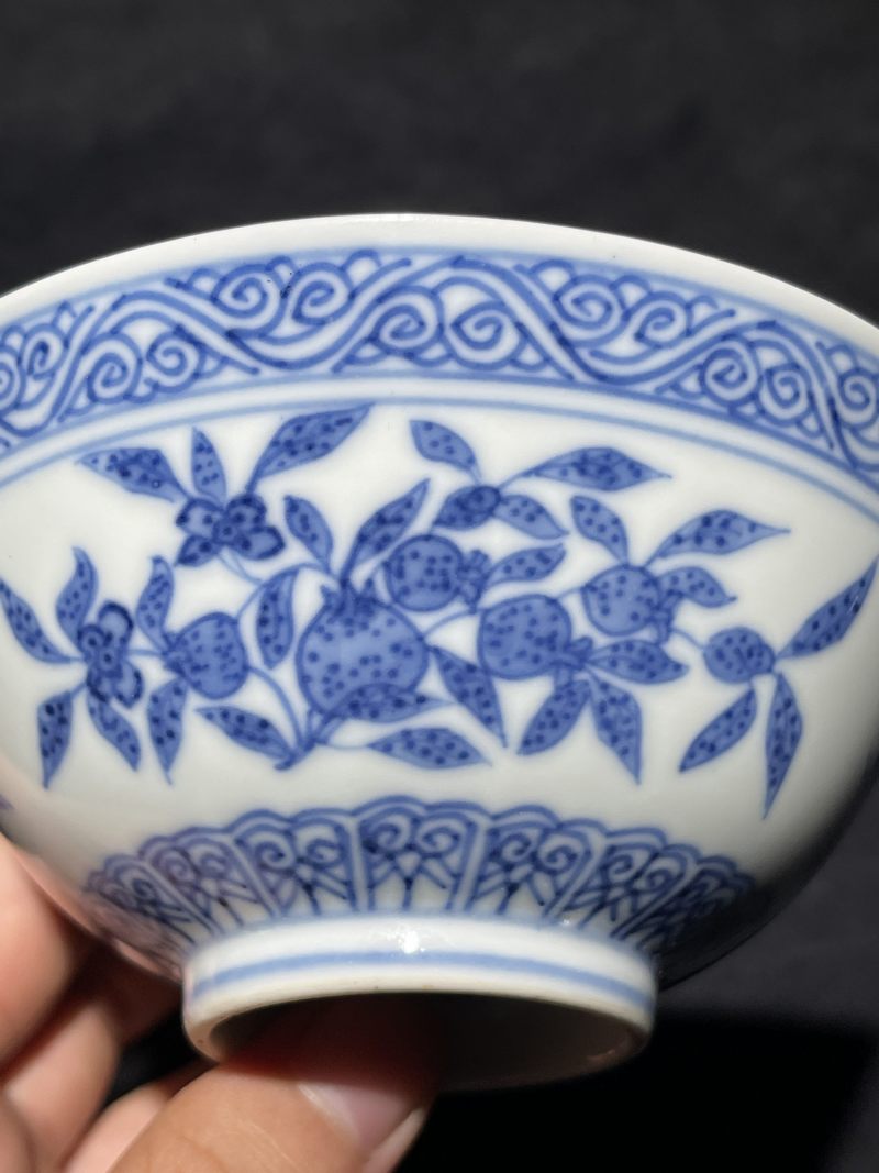 清光绪 青花三多纹茶园 - 图7