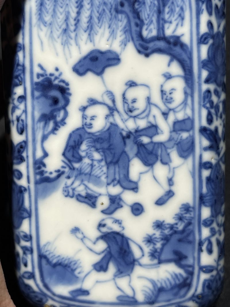 清中期 青花婴戏纹四方小瓶 - 图10