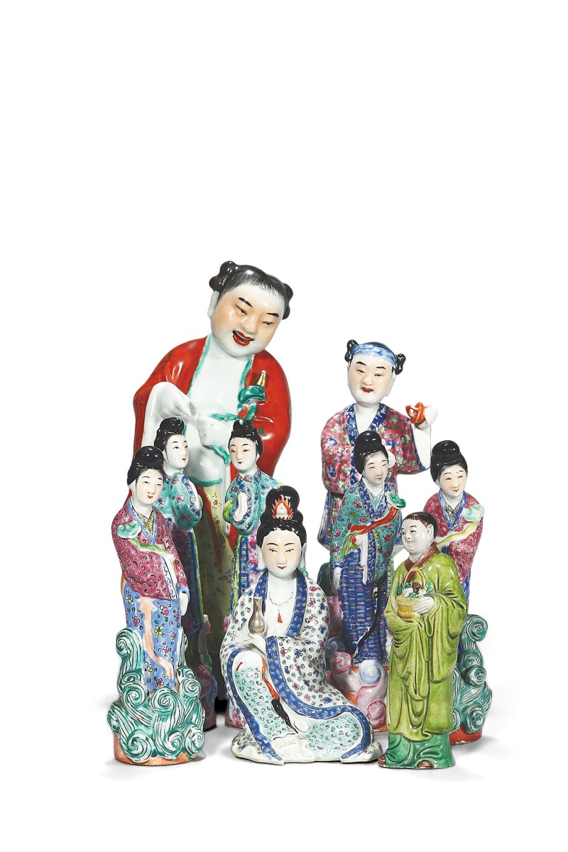 民国 粉彩人物瓷塑一组九件 - 图1