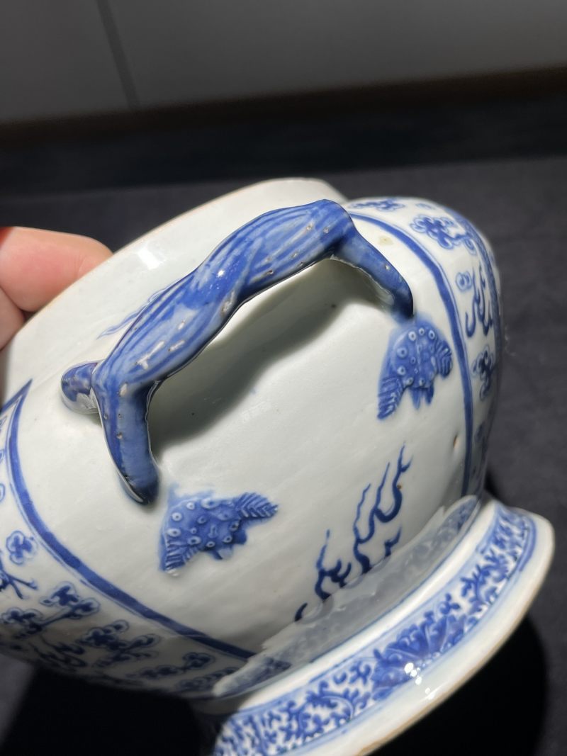 清晚期 青花云龙纹汤盆一套 - 图11