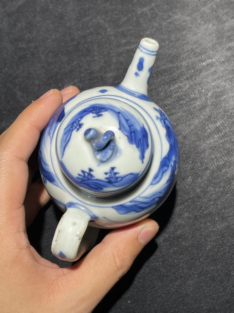 明晚期 青花人物纹茶壶 - 图7