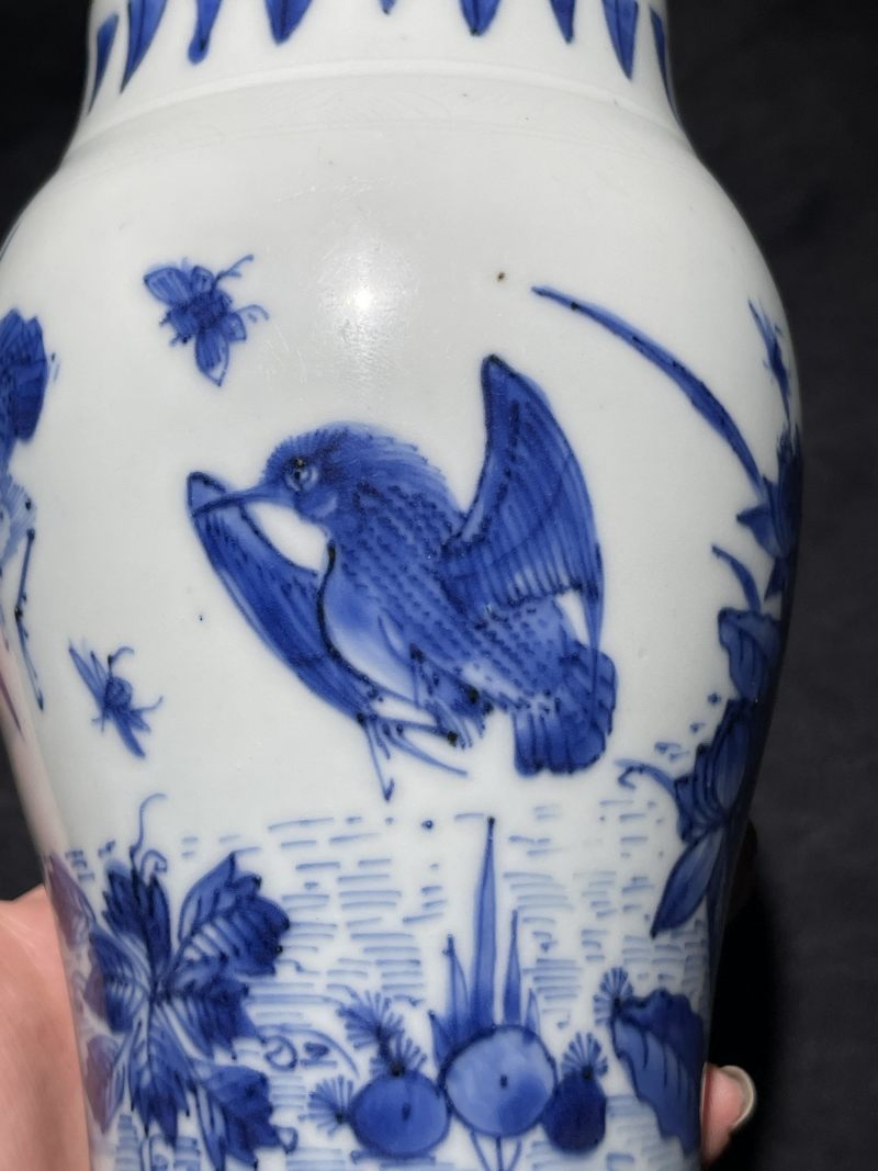 明崇祯 青花花鸟纹莲子罐 - 图6